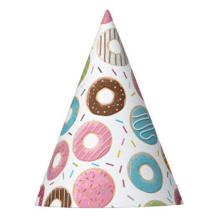 Retro Colourful Doughnuts Pattern Minimalist Fun P Party Hat