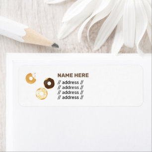 Retro Colourful Doughnuts Pattern Minimalist Fun P Return Address Label