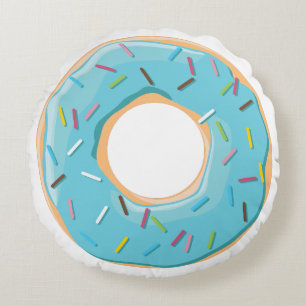 Retro Colourful Doughnuts Pattern Minimalist Fun P Round Cushion