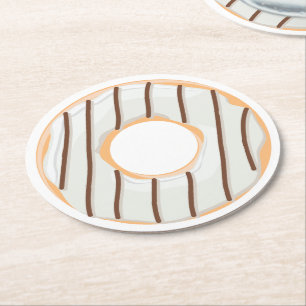 Retro Colourful Doughnuts Pattern Minimalist Fun P Round Paper Coaster