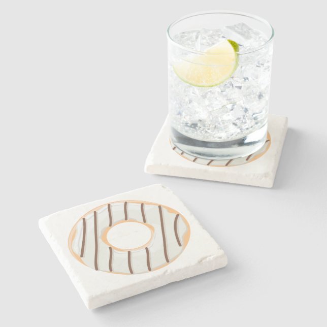 Retro Colourful Doughnuts Pattern Minimalist Fun P Stone Coaster (Side)