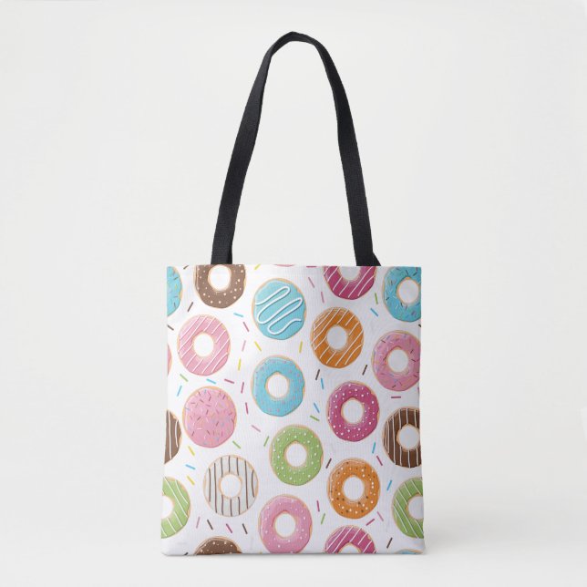 Retro Colourful Doughnuts Pattern Minimalist Fun P Tote Bag (Front)