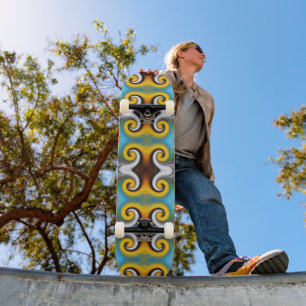 Retro, colourful feather ornament  skateboard