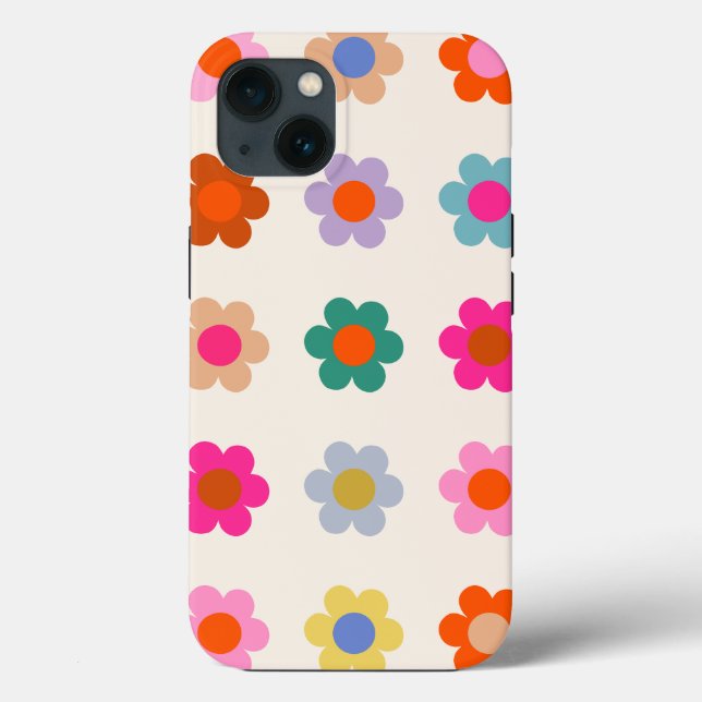 Retro Colourful Floral Preppy Abstract Flowers Case-Mate iPhone Case (Back)