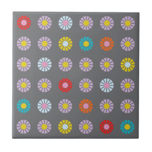 Retro Colourful Flower Ceramic Tile