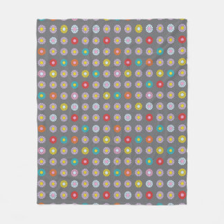 Retro Colourful Flower Fleece Blanket