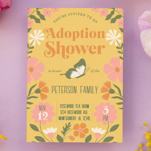 Retro Colourful Flower Garden Adoption Shower Invitation