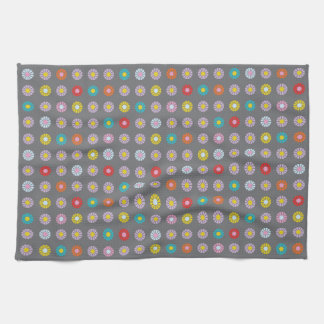 Retro Colourful Flower Tea Towel