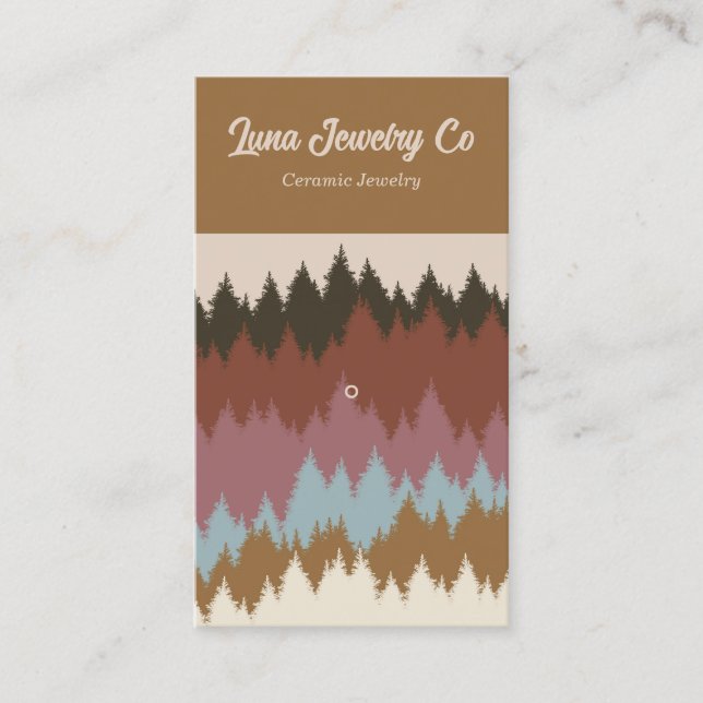 Retro Colourful Forest 1 Pin Jewellery Business Ca Business Card (Front)