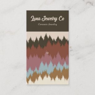 Retro Colourful Forest 1 Pin Jewellery Business Ca Card