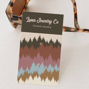 Retro Colourful Forest 2 Pin Jewellery Business Ca Business Card