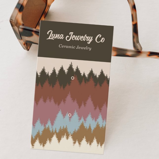 Retro Colourful Forest 2 Pin Jewellery Business Ca Business Card (Creator Uploaded)