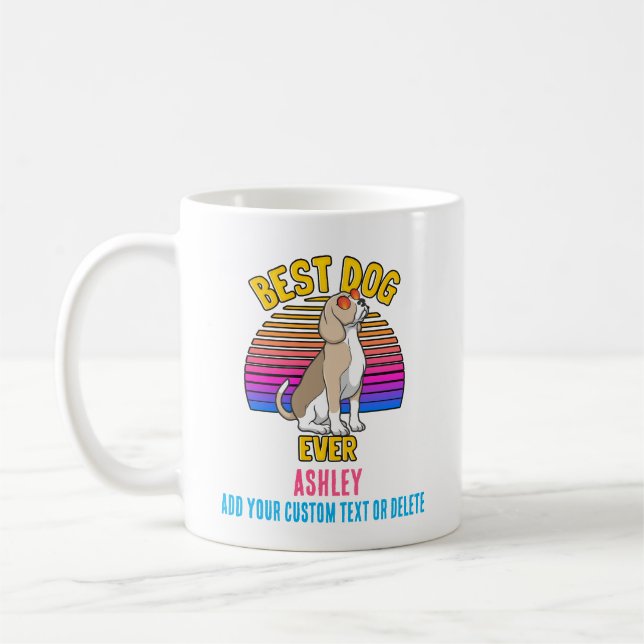 Retro Colourful Funny Beagle Dog Coffee Mug (Left)