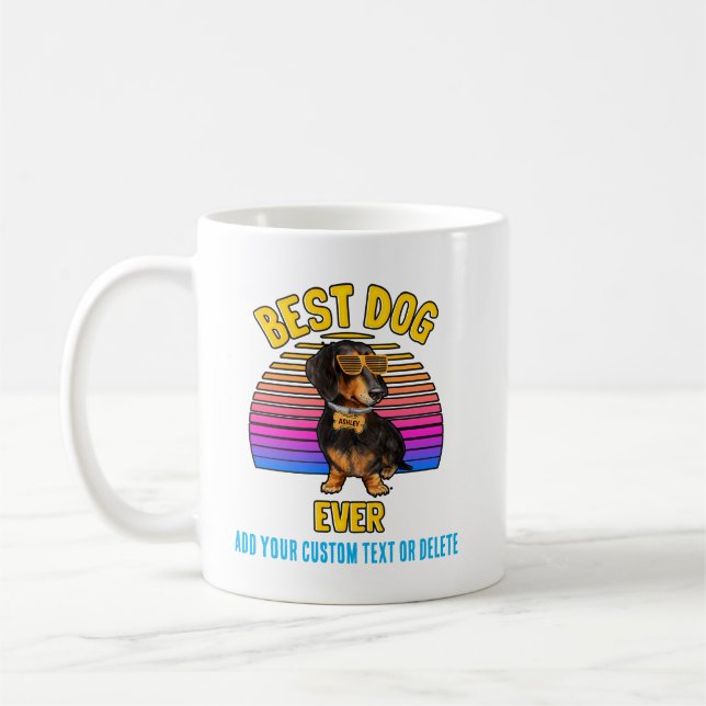 Retro Colourful Funny Dachshund Dog Coffee Mug (Left)