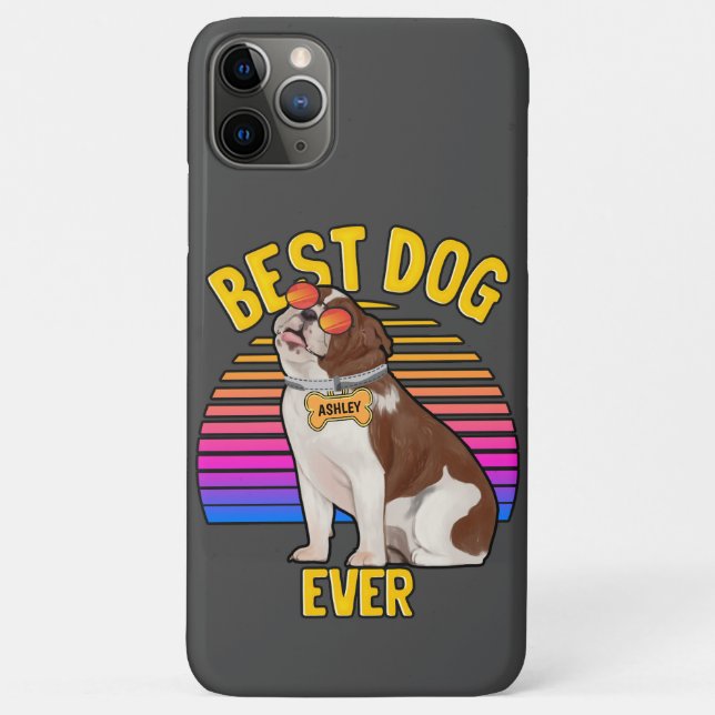 Retro Colourful Funny English Bulldog  Best Dog Case-Mate iPhone Case (Back)