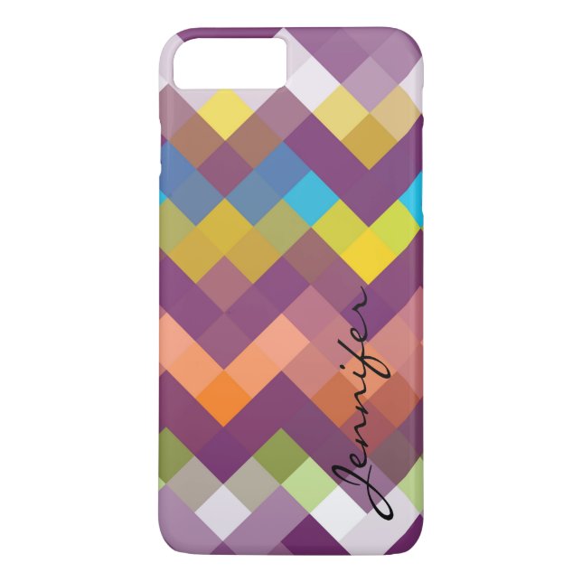 Retro Colourful Geometric Diamond Pattern #15 Case-Mate iPhone Case (Back)