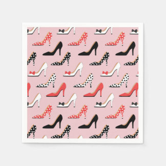 Retro Colourful Girly High Heel Pump Shoes Pattern Napkin
