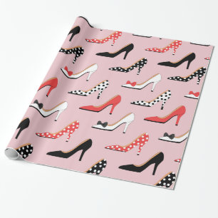 Retro Colourful Girly High Heel Pump Shoes Pattern Wrapping Paper