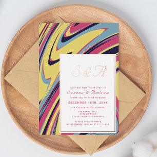 Retro Colourful Golden Foil Wedding