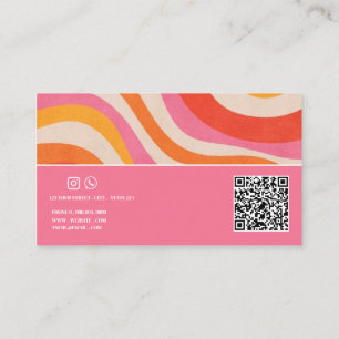 Retro colourful Groovy Funky QR Code Makeup artist Business Card