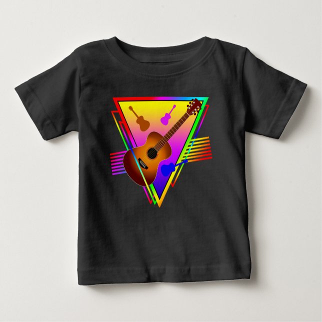 Retro Colourful Guitar Baby T-Shirt (Front)