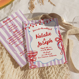 Retro Colourful Hand Drawn All In One Fun Wedding Invitation