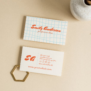 Retro Colourful Hand Written Drawn Groovy Cute Business Card