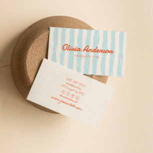 Retro Colourful Hand Written Drawn Stripped Cute Business Card