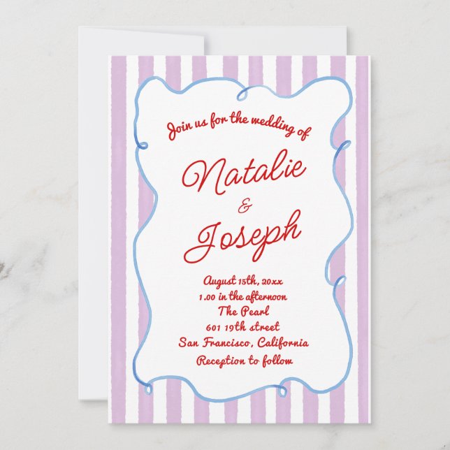 Retro Colourful Hand Written Painted Bold Wedding Invitation (Front)