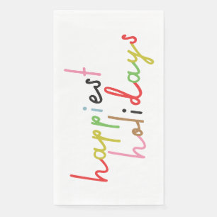 retro colourful Happiest Holiday Christmas Party Napkin