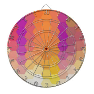 Retro colourful hexagon art Graphic design 2 Dartboard