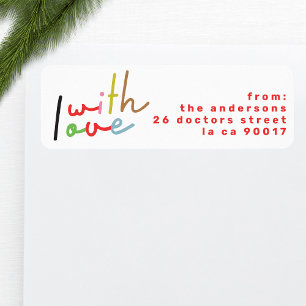 retro colourful Holiday return address envelope Label