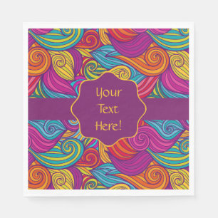 Retro Colourful Jewel Tone Swirly Wave Pattern Napkin