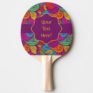 Retro Colourful Jewel Tone Swirly Wave Pattern Ping Pong Paddle