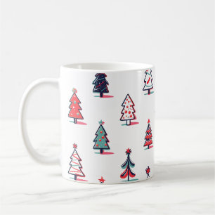 Retro Colourful Joyful Christmas Trees Coffee Mug