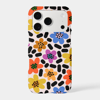 Retro Colourful Memphis Style Floral Pattern