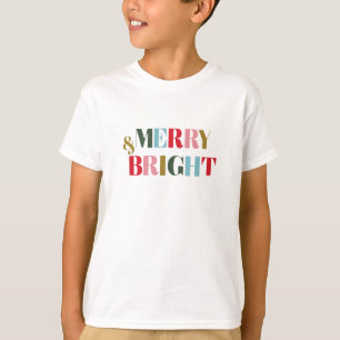 Retro Colourful Merry and Bright Christmas T-Shirt