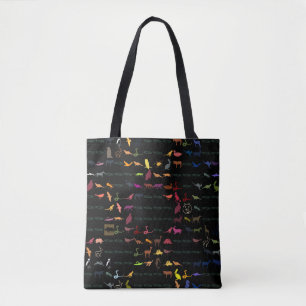 Retro Colourful Modern Animals Pattern #2 Tote Bag