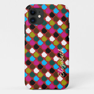 Retro Colourful Modern Geometric Pattern iPhone 11 Case