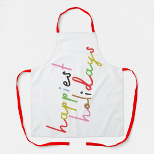 retro colourful modern Merry Christmas Holiday Apron