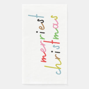 retro colourful modern Merry Christmas Holiday Napkin