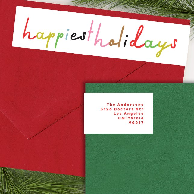 retro colourful modern Merry Christmas Holiday Wrap Around Label (Creator Uploaded)