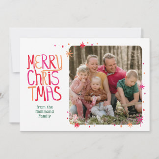 Retro Colourful Modern Photo Christmas Cards