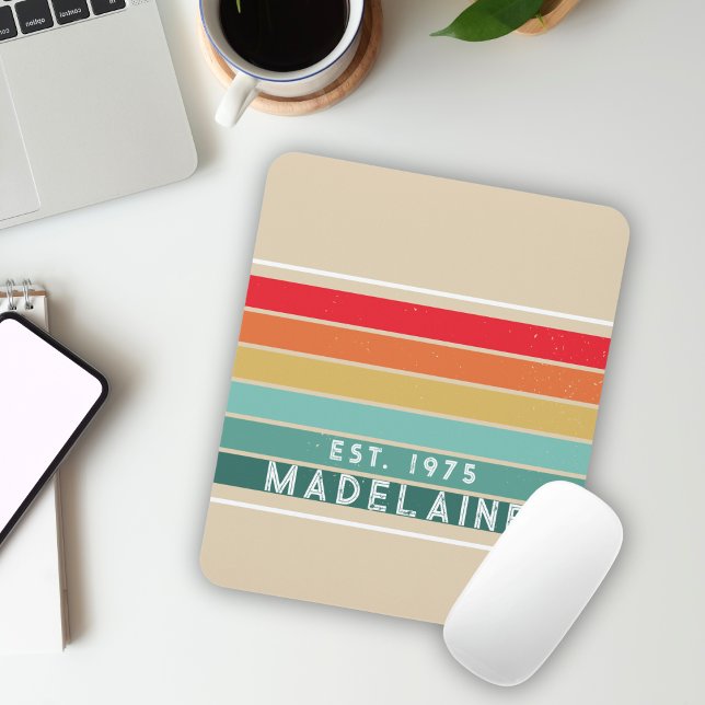 Retro Colourful Name Beige Mouse Pad (Creator Uploaded)