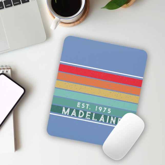  Retro Colourful Name Blue Mouse Pad (Creator Uploaded)