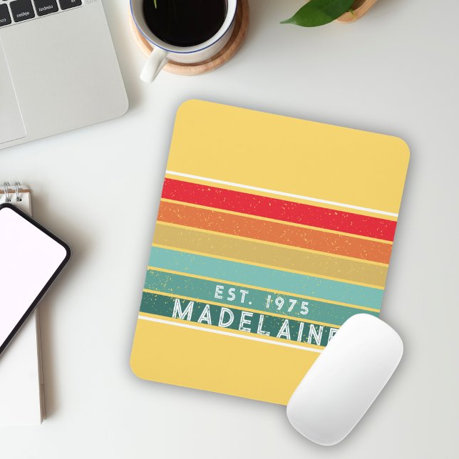 Retro Colourful Name Yellow Mouse Pad (Creator Uploaded)
