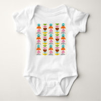 Retro Colourful Nests Baby Jersey Bodysuit