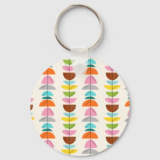 Retro Colourful Nests Button Keychain (Front)
