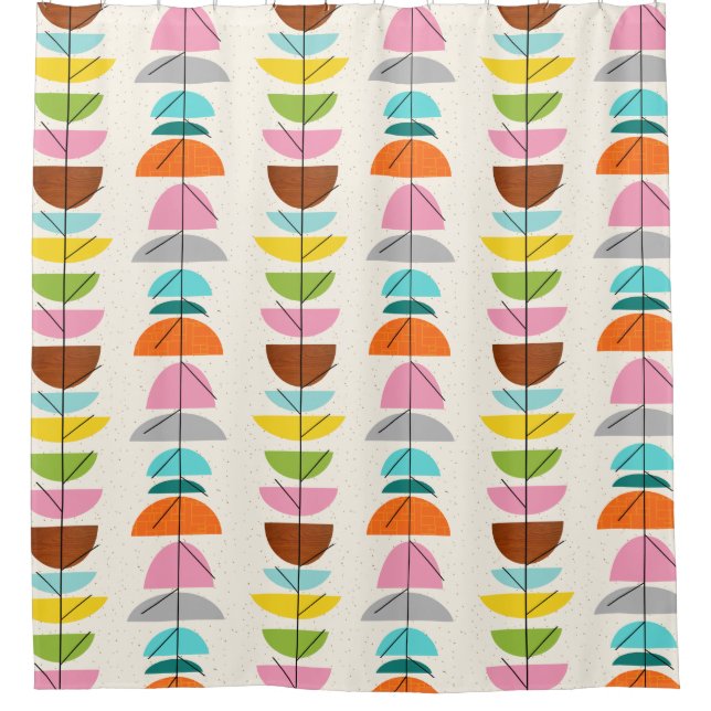 Retro Colourful Nests Shower Curtain (Front)