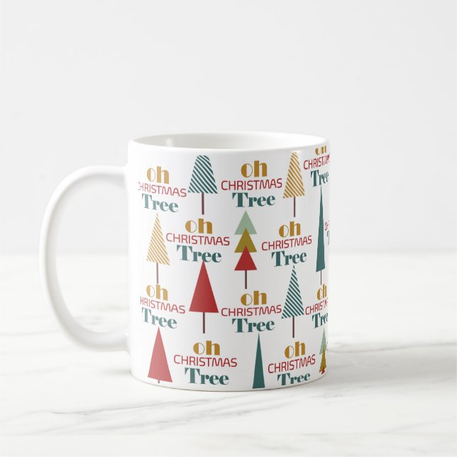 Retro Colourful Oh Christmas Tree Holiday  Coffee Mug (Left)